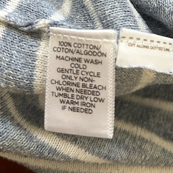 Ann Taylor Loft Women's Top XL Short Sleeve 100% Cotton Blue White Striped - Picture 9 of 10